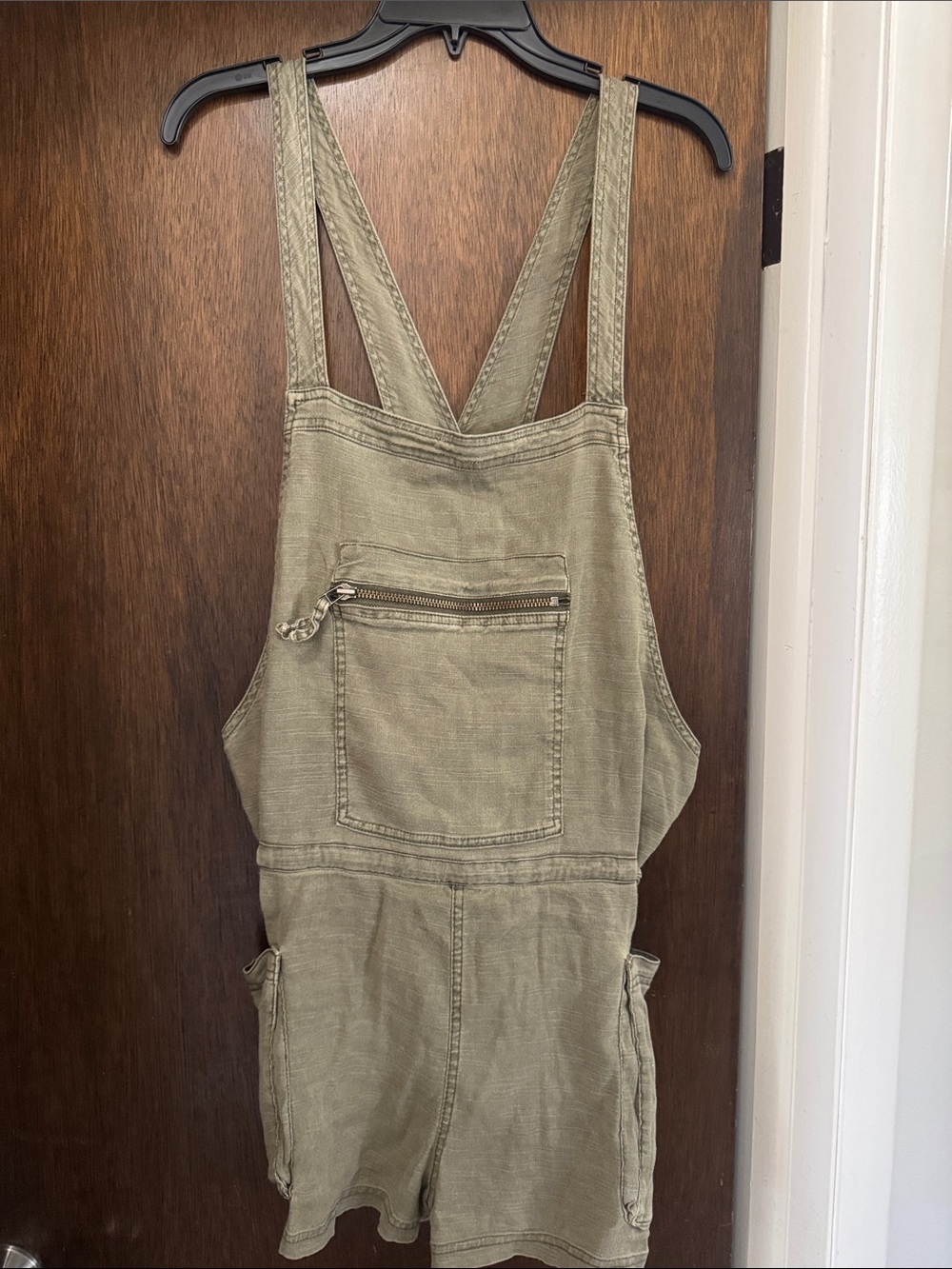 Free People Olive Green Short Overalls Romper